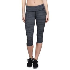5 for $25| Lululemon Run: Top Speed Crop Cyber Stripe Deep Coal Black Leggings